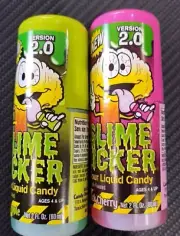SLIME LICKER Sour Liquid Candy Green Apple / Black Cherry 2X Brand New UNOPENED