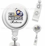 Custom Name ER Nurse Clip On Id Badge Reel Retractable Nursing Work Id Holder