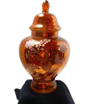LARGE Glass Apothecary Ginger Jar Hand Painted 13" High