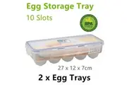 2x Eggs Keeper Trays 10 Slots Storage Box Containers Kitchen Refrigerator Holder