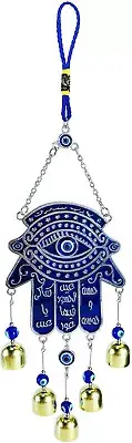 Turkish Evil Eye Wall Decor Hamsa Hand Hanging Bells Wind Chimes Handcraft