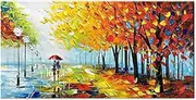Framed Oil Painting,Hand Painted Modern Abstract Textured Big Wall Paintings,Can be Hung Home Decoration Large Canvas Wall Art,Raining Woods (100 x 50 cm)