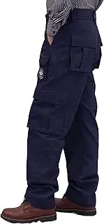 [BOCOMAL] FR Pants for Men Cargo Pockets Flame Resistant/Fire Retardant Elastic Waist Water & Oil Repellent Finish