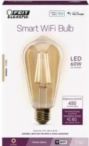 Feit Electric Feit Smart WiFi 60-Watt EQ ST19 Soft White Medium Base (e-26) Dimm