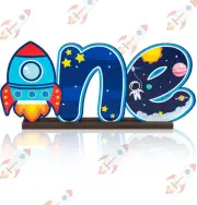 Yopyame Rocket One Letter Sign Wooden Table Centerpieces Spaceship Rocket Theme