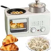 Breakfast Machine, 1200W Waffle Maker with 60 Min Timer and S Type Double Heating Tube, Household Oven with Frying Pan, Steamer Function, for Home, Office, Dormitory, Apartment