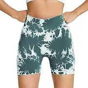 Womens Sorts Waist Abdominal Retraction Yoga Shorts Tie Dye Sports Leggings for Women Leopard Print Leggings