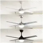 Ceiling Fan Remote Control And LED Light Wood Blade LED White / Black / Silver