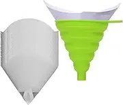 200PCS of Paper Paint Strainers with 100 μm Filter Tips and 1 PCS Stretch Silicone Funnel, Filter Tip Cone Shaped Nylon Mesh Funnel W/Hooks (200pcs with 1pcs Silicone Funnel Filter)