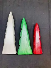Small Wooden Pine Tree Tri - Color Frosted Trio Set - (3)