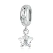 925 Sterling Silver Platinum Plated Starlight Five Pointed Star Diy Beads
