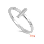 .925 Sterling Silver Sideway Cross Religious Ring Size 4-10 NEW
