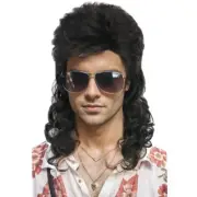 Mullet Wigs for Men 80s Men Wig Black Wig Costume Party Accessory Cosplay Wig...