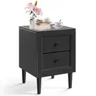 Multipurpose Retro Bedside Nightstand/ End Table with 2 Drawers-Black - Color: B