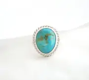 New Charles Albert 950 Fine Sterling Silver Kingman Turquoise Cable Ring