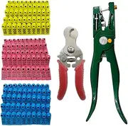 300PCS 001-100 Number Plastic Livestock Ear Tags Farm Animal Tags ID Tags Pink Yellow Blue Ear Tagger + Ear Tag Applicator + Ear Tag Remover for Cattle Cow Goat Sheep Pig