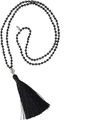 [KELITCH] Exclusive Crystal Beaded Necklace Luxury Silver Buddha Head Tassel Long Necklace