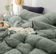 Teddy Bear Fleece Quilt Cover - Grey
