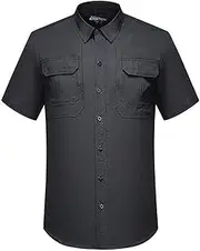 [HanzhuoLG] Men Tactical Tshirt Military Camouflage Cargo Outdoor Tshirt Army Offroad Man Top Baggy Short Sleeve Shirts for Men's Tactical Black S