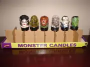 SET OF 6 CVS UNIVERSAL MONSTERS TEA CANDLES DRACULA WOLFMAN CREATURE & DISPLAY