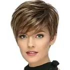 Female Boy Cut Short Layered Pixie Full Wig Natural Bob Straight Hair Wigs♮