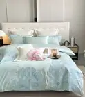 140s Cotton Bedding Set 4pcs Quilt Cover Flat Sheet 2 Pillowcases Embroidery Set