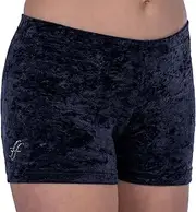 [ff FISCHER] Fischer 77134 Girls' Gymnastics Shorts in Cloudy Velvet Look, Ökotex 100 Certified, Various Sizes and Colours, womens, black
