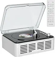 Gueray Vintage CD Player with Speakers: HiFi Stereo Sound Vintage CD Player Bluetooth CD Raido Player with FM Radio Retro Support USB & AUX & TF Card Playback for Audio Books White