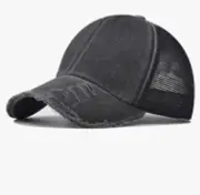 Unisex Vintage Distressed Plain Baseball Cap for Women and Men Mesh Dad Hat