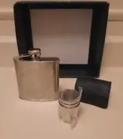 Vintage Brookstone Flask Stainless Steel Gift Set