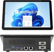 10.1" Mini PC Win 11 Pro 12th Gen N100 8GB RAM/128GB ROM, Micro Industrial Computer Touchscreen Tablets, Dual R232 HDMI, BT WiFi 5.0, Dual 2.5GbE Small Desktop PC for Office/Automation/Bar/Warehouse