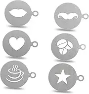 LABRIMP Stainless Steel Coffee Stencil Coffee Stencils Latte Art Coffee Stencil Art Latte Stencils Coffee Sprinkle Template Stencils Coffee Art Stencil Milk Foam Chocolate Mold