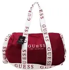 NEW GUESS Red White Logo Canvas Gym Travel Lightweight Small Duffle Bag Handbag