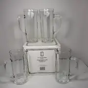 Paul Sebastian Gift Set Of 4 21 Oz. Thick Glass Beer Mugs -Made in France NIB