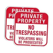 2 Pack Private Private Property No Trespassing sign - red and white - 2 Pack