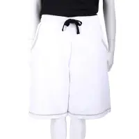 在飛比找Yahoo奇摩購物中心優惠-RED VALENTINO 可調束繩縫線設計白色棉質五分褲(