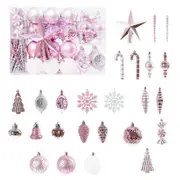 Catzon 88 Pcs Christmas Balls Ornaments with Hang Rope Home Party Decor-Pink