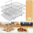 Air Fryer Rack with 50 Liners Sheets 3 Layered Stainless Steel Square Air moolA