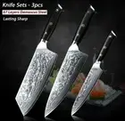 Chef Utility Cleaver Knife Set 67 Layers Damascus Steel VG10 Core G10 Handle Cut