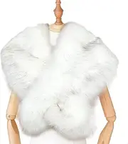 [Rurunklee] Faux Fur Shawl, Elegant Faux Fur Collar, Faux Fur Collar, Fur Stole For Women For Protects Against Frost And Cold Weather