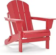 TORVA Folding Adirondack Chair,Fire Pit Chair,Patio Outdoor Chairs All-Weather Proof HDPE Resin for BBQ Beach Deck Garden Lawn Backyard(Red Color)