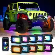 AUXBEAM RGB LED Rock Lights bluetooth Controller Timing Music 10 Pods Neon Lamps