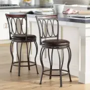 Metal Swivel Bar Stools Set of 2 Brown 24" High for Kitchen Counter Island Home