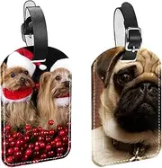 [WOSHJIUK] Luggage Tags,2 Pack Labels Suitcase Tags,Dog Cute Bulldog,Luggage Tags Privacy Protection Travel Bag Tag