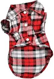 Dog Shirt,Pet Plaid Polo Clothes Shirt T-Shirt, Sweater Bottoming Shirt,Cat Puppy Grid Adorable Wearing Stylish Cozy Halloween,Christmas Costumes (Red, S)