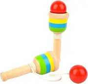 HEALSOPTHY 2Pcs Kendama Educational Wooden Kendama Game for Develop Fine Motor Skills Coordination for Assortment
