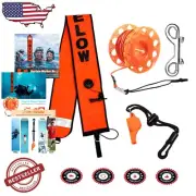 Durable 5ft Scuba Safety Marker Buoy - Inflatable SMB with Reel & Whistle