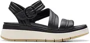 [Clarks] Women's Tuscan Strap Sandal, Black Leather, 7.5 US