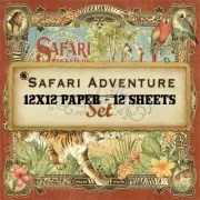 GRAPHIC 45 "SAFARI ADVENTURE" 12 X12 PAPER 12 SHEETS JUNGLE ZOO SCRAPJACK'S PL