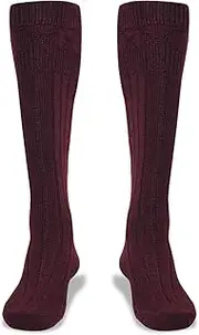 [UMAM] Scottish Highland Kilt Hose for Men, Ribbed Socks for USA Shoe Sizes, Wool Blend